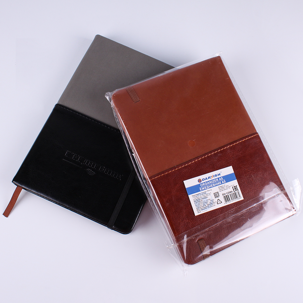 Ежедневник недатир., А5 140 л., обложка кож. зам. ассорти DV-12584