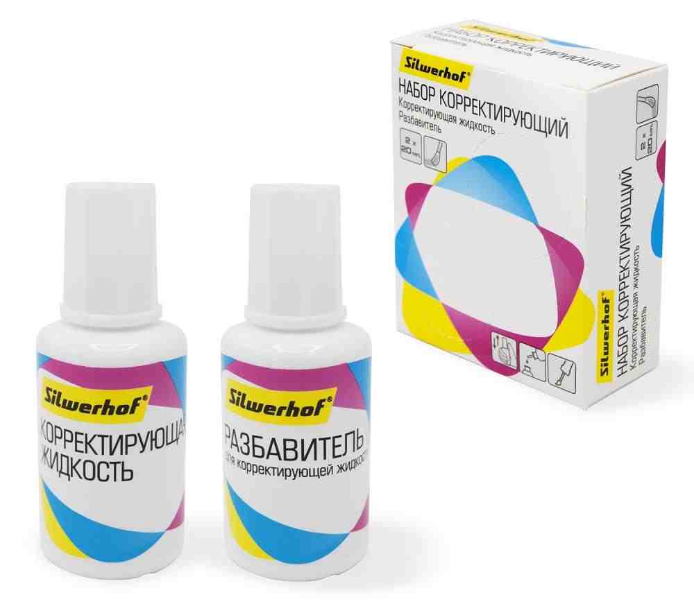 Корректирующая жидкость Silwerhof 20мл (в компл. разбавитель 20мл)