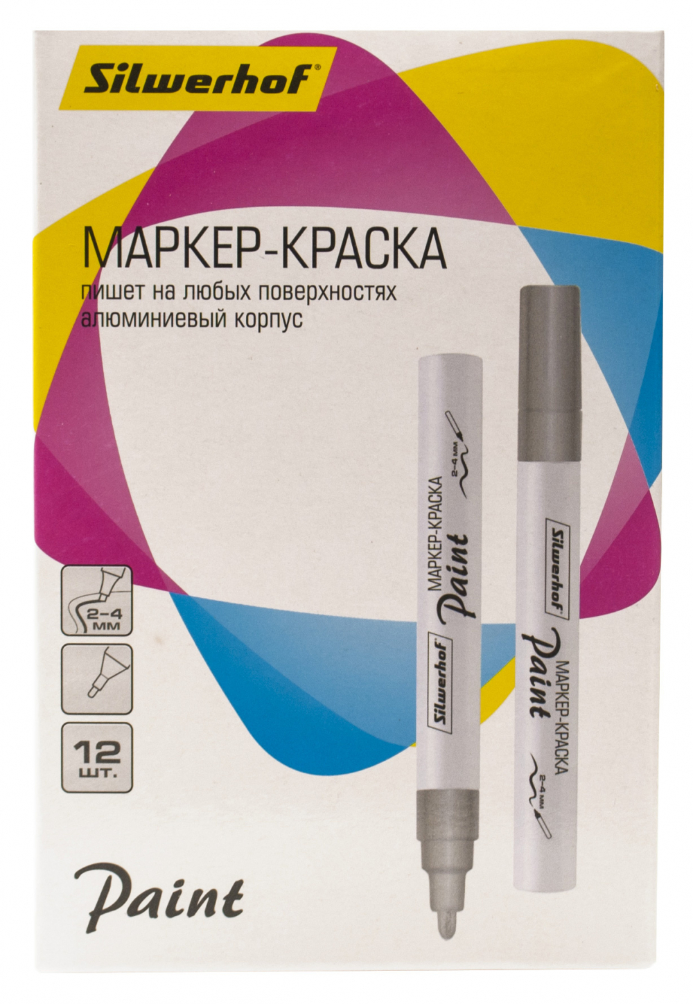 Маркер лаковый Silwerhof Paint пул. пиш. наконечник 2-4 мм. металический корпус серебр РФ