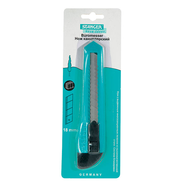 Нож канцелярский 18 мм STANGER усиленный, комбинорованный 50091 Китай