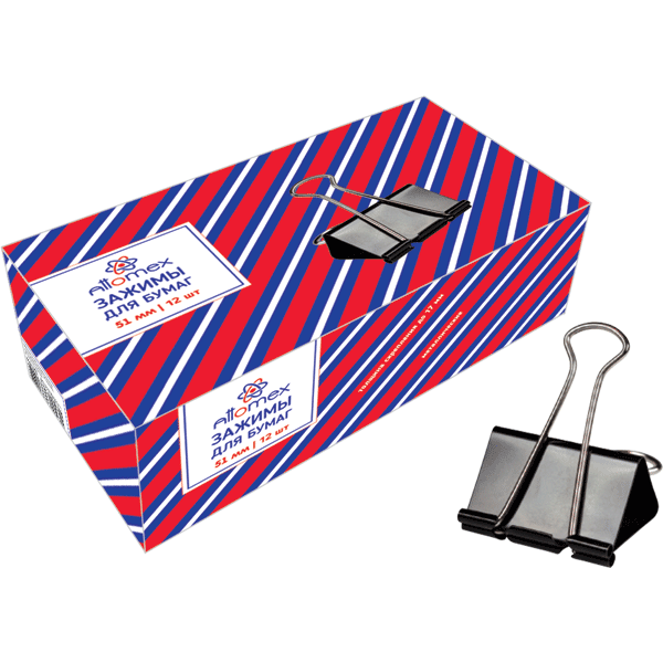 Зажим 51 мм черный в наборе 12 шт. "Attomex" Китай