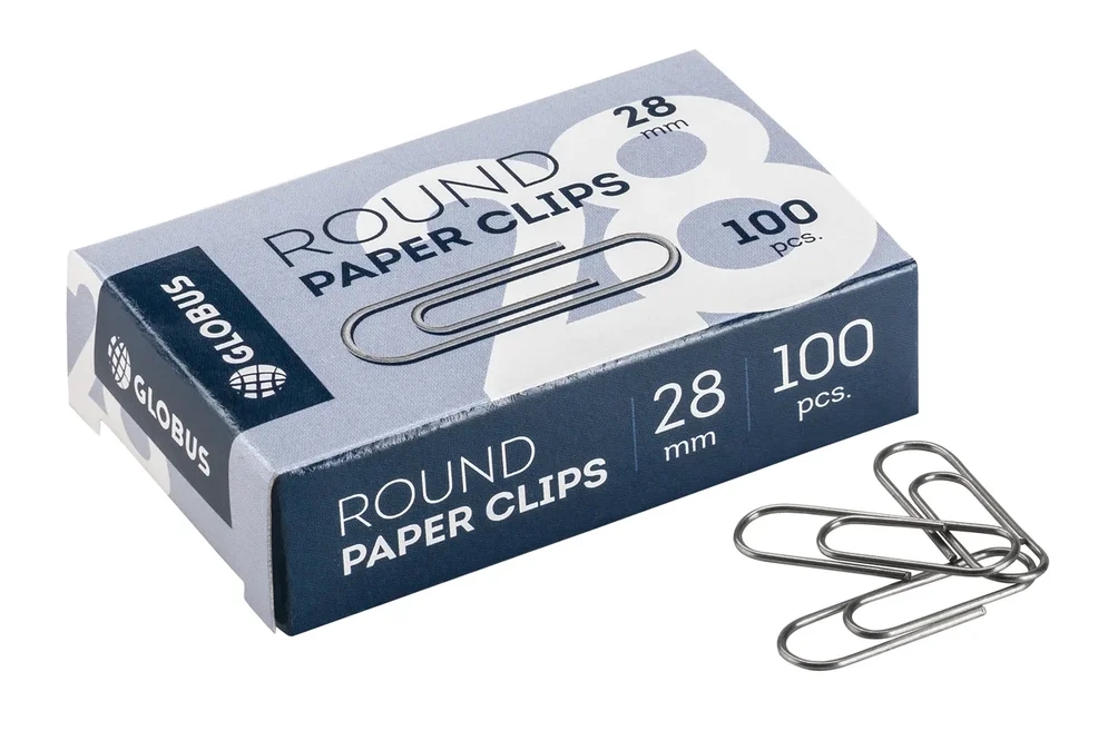 Скрепка 28 мм 100 шт. никелированные РФ