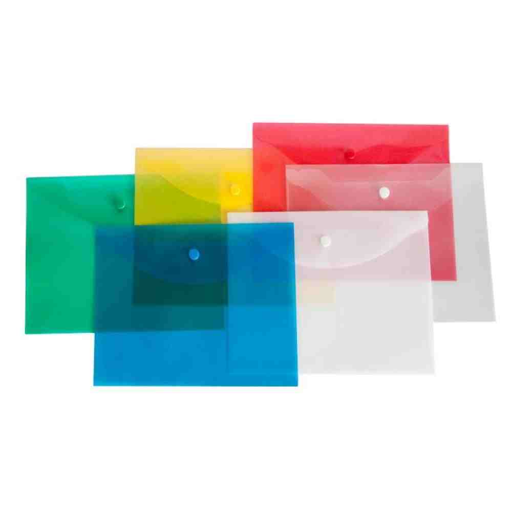 Папка-конверт с кнопкой А5 пласт. 0,18 мм красный