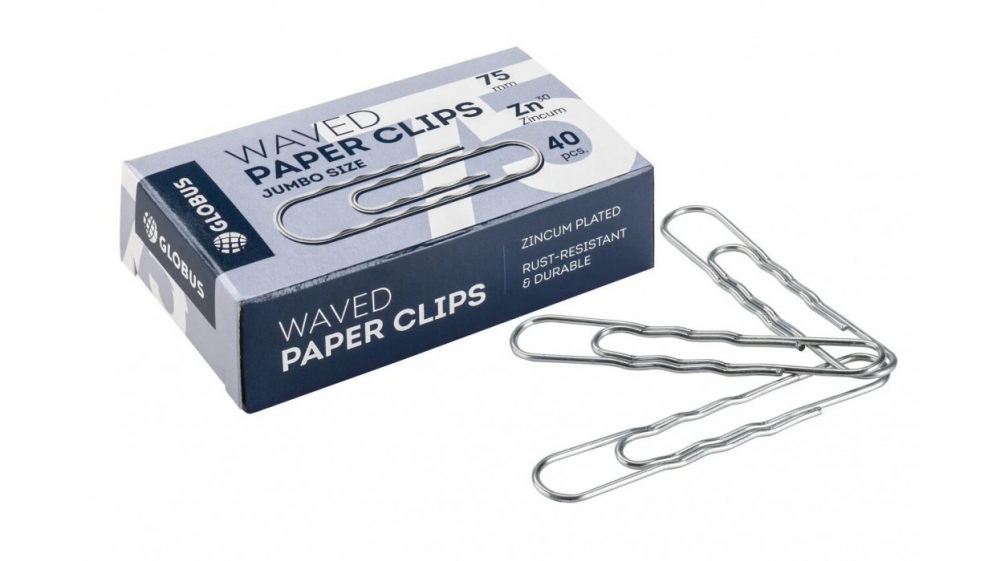 Скрепки 75 мм, гофрированные, оцинкованные 40 шт, РФ