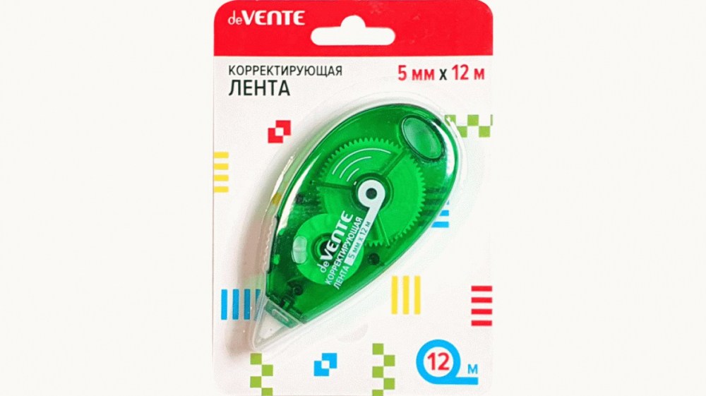 Корректирующая лента "deVENTE" 5ммх12м, зеленый полупрозрачный корпус,  фронтальный аппликатор