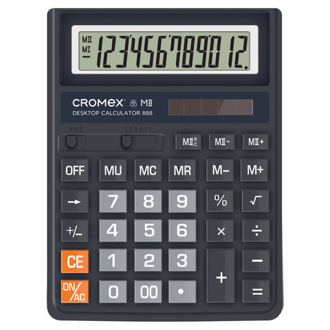 Калькулятор 12 разр. CROMEX черный настольный Китай