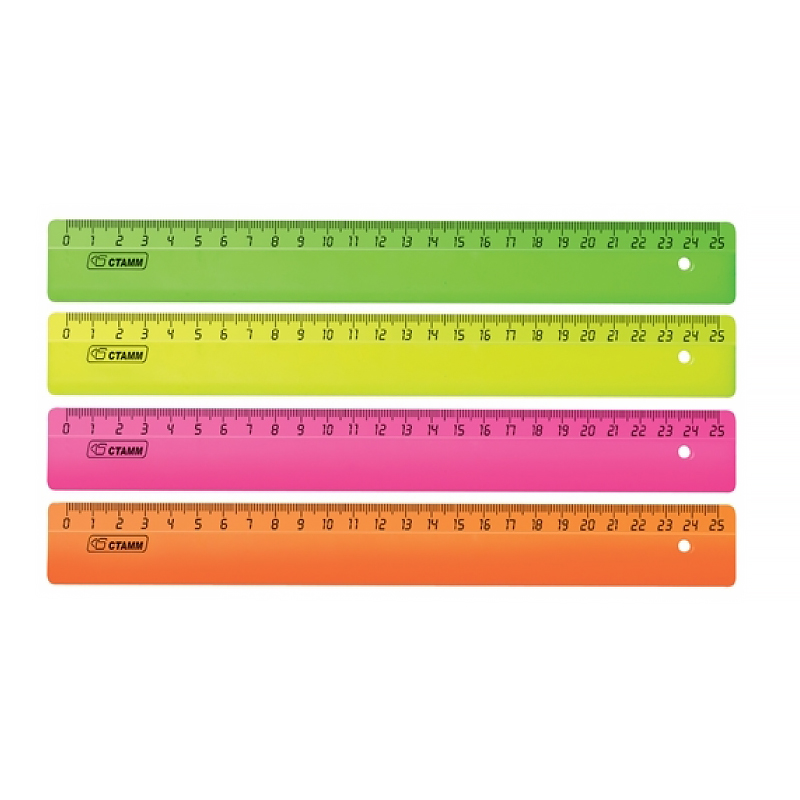 Линейка 25 см NEON ассорти СТАММ РФ
