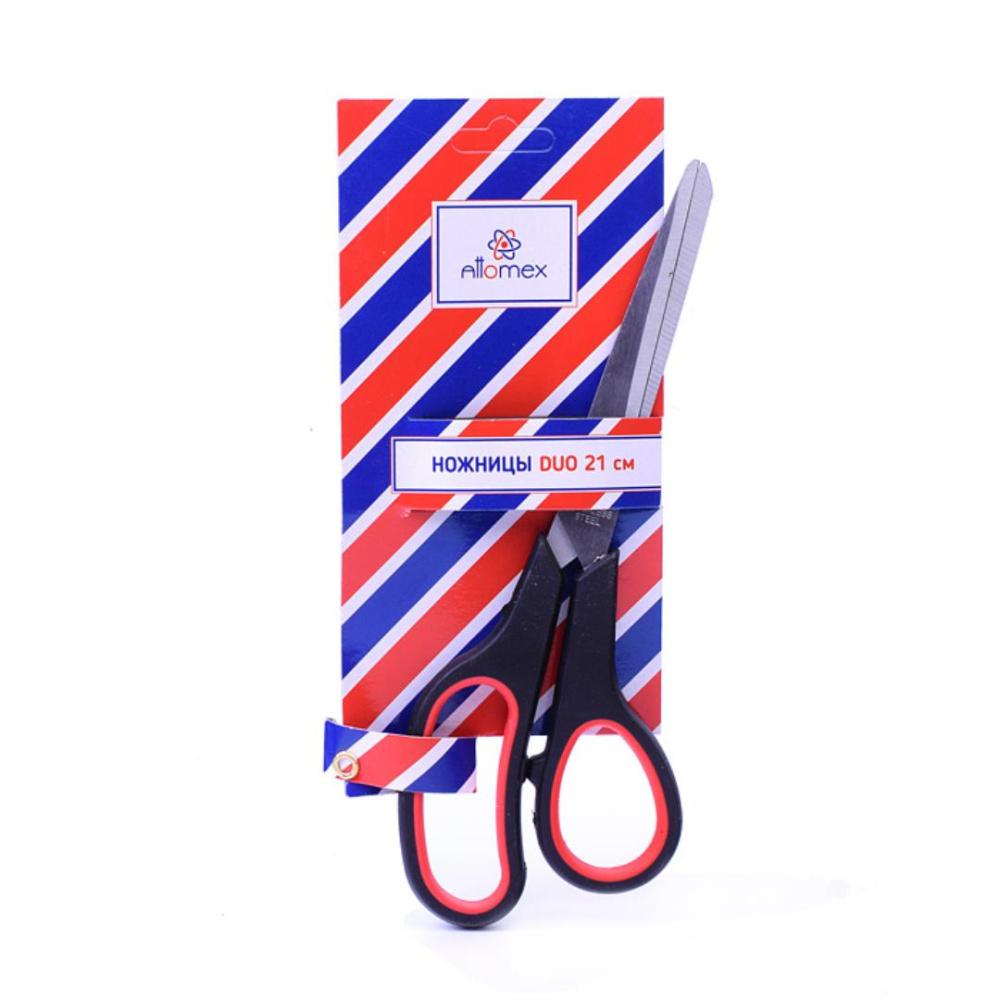 Ножницы 21 см. Attomex.Duo двухцветные прорезиненные кольца РФ