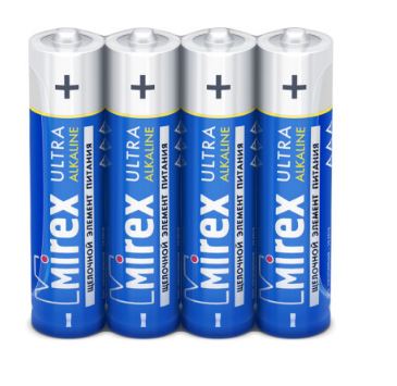 Батарейка MIREX LR03/ААА 1.5V алкалиновая, комплект 4 штуки, блистер Китай