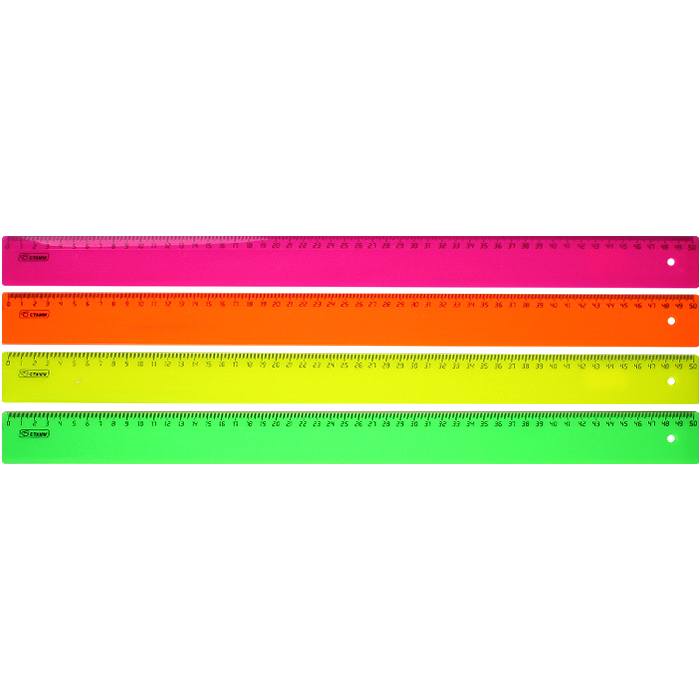 Линейка 50 см СТАММ НЕОН пластик, непрозрачная, ассорти ЛН93 РФ