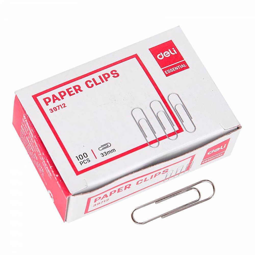 Скрепки никелированные овальные 33мм (100 шт/уп) Deli, арт 39712