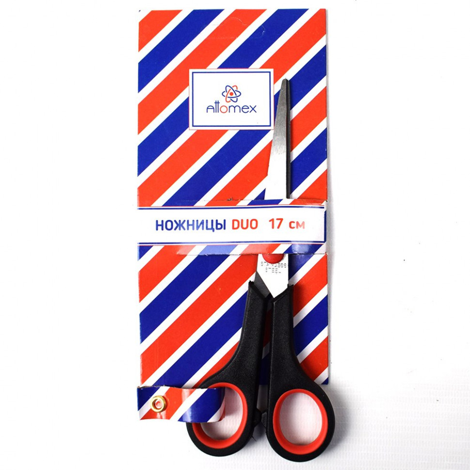 Ножницы 17 см "Attomex. Duo" двухцветные прорезиненные кольца РФ