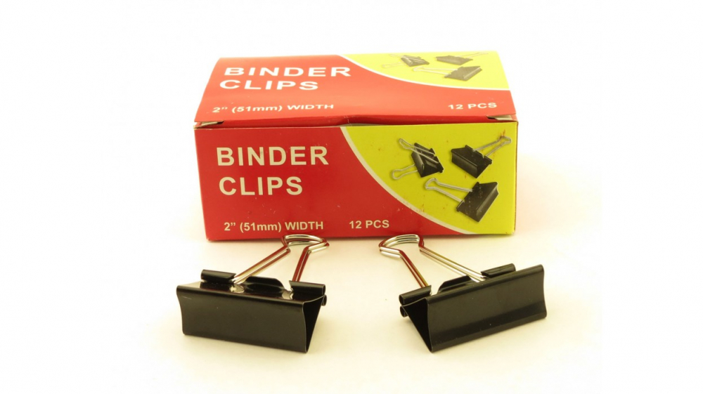 Зажим 51 мм для бумаг черные Binder clips в наборе 12 шт. Китай
