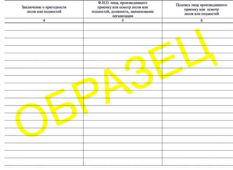 Журнал приемки и осмотра лесов и подмостей 50л