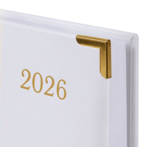 Ежедневник датированный 2026г. А5, 168 л. BRAUBERG Senator, под. кожу, белый, Китай
