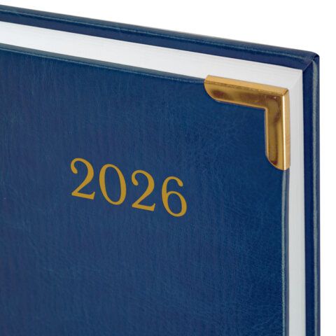 Ежедневник датированный 2026г. А5, 168 л. BRAUBERG Senator, под. кожу, синий, Китай