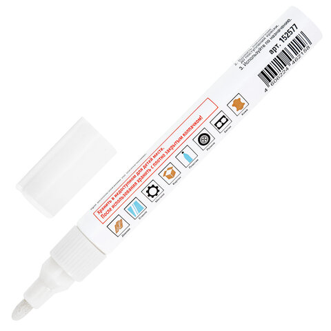 Маркер-краска 2-4 мм, белый, нитро-основа, STAFF PROFIT, для любых поверхностей РФ