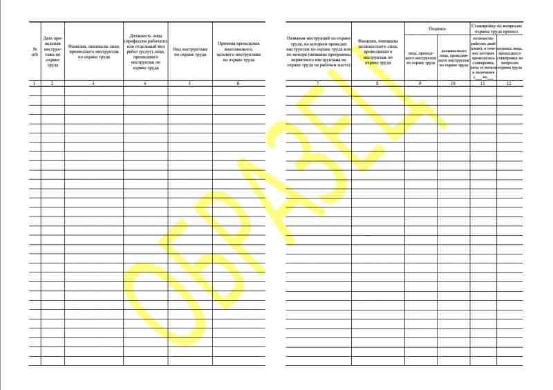 Журнал  регистрации инструктажа по охране труда 50л