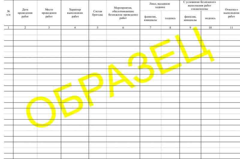 Журнал учета газовых работ, проводимых без оформления наряда-допуска на производстве газоопасных раб