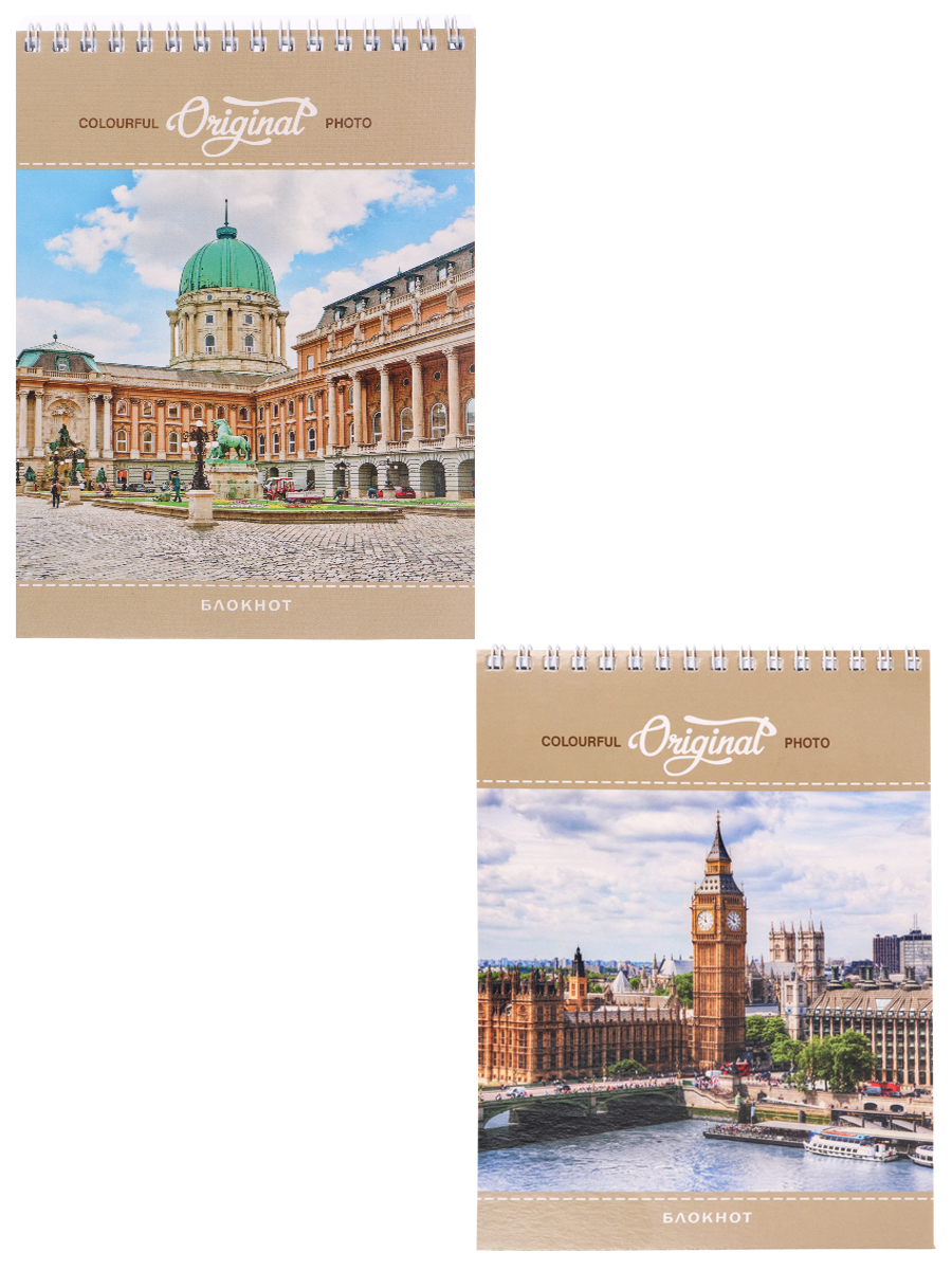 Блокнот А5, 80 л., знаменитая архитектура, гребень, картон, жесткая подложка, клетка РФ