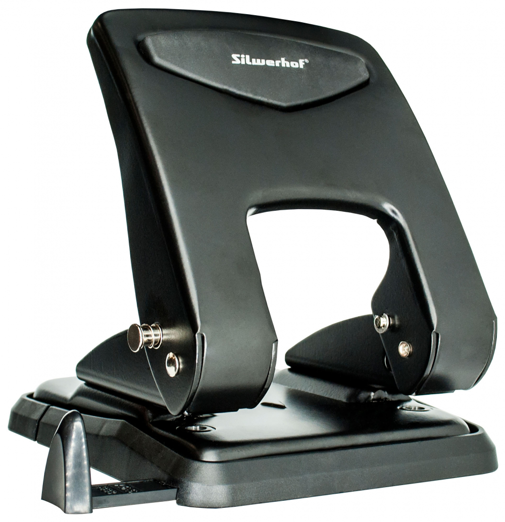 Дырокол на 55 лист Silwerhof Vis макс. металл. черный/синий отв. 2 с линейкой РФ