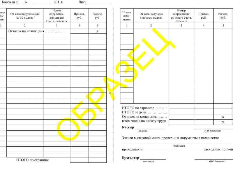 Кассовая книга рубли
