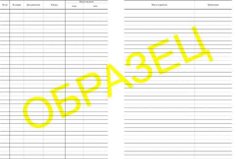 Журнал учета таврения молодняка лошадей