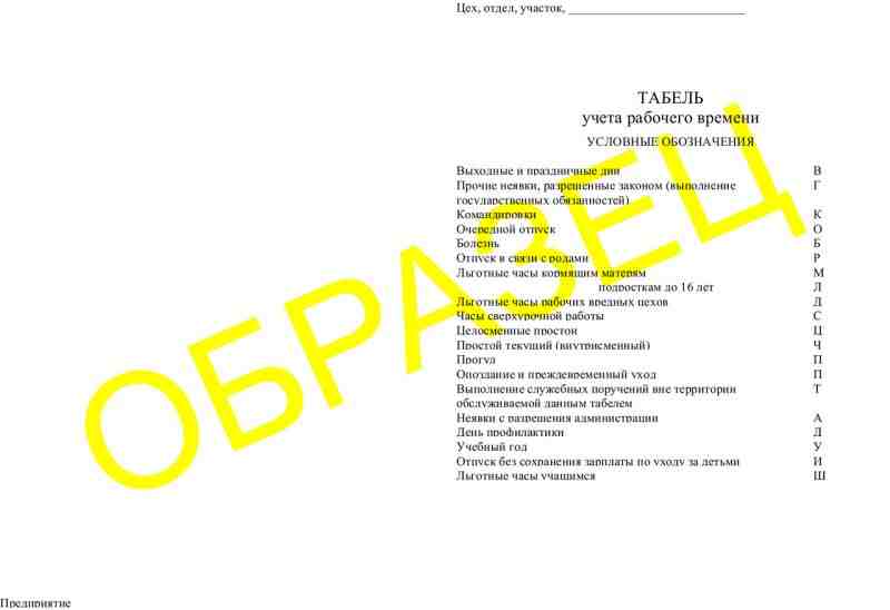 Табель учета использования рабочего времени