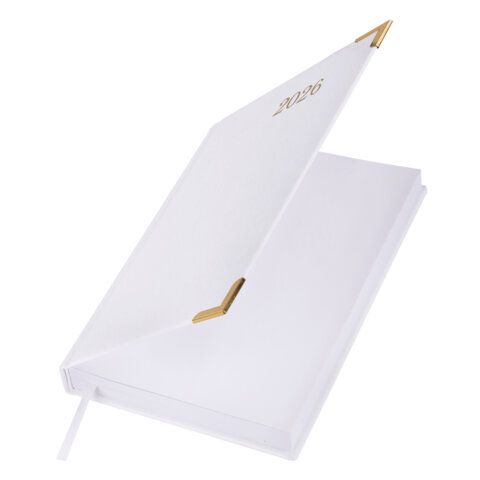 Ежедневник датированный 2026г. А5, 168 л. BRAUBERG Senator, под. кожу, белый, Китай