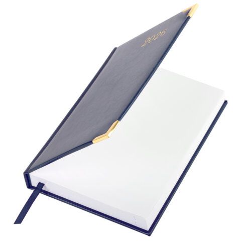 Ежедневник датированный 2026г. А5, 168 л. BRAUBERG Senator, под. кожу, синий, Китай