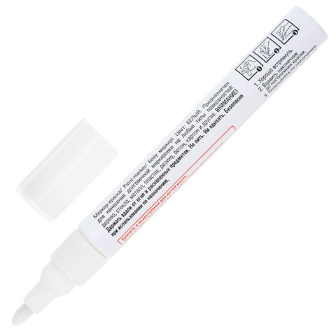 Маркер-краска 2-4 мм, белый, нитро-основа, STAFF PROFIT, для любых поверхностей РФ