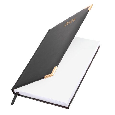 Ежедневник датированный 2026г. А5, 168 л. BRAUBERG Senator, под. кожу, черный, Китай