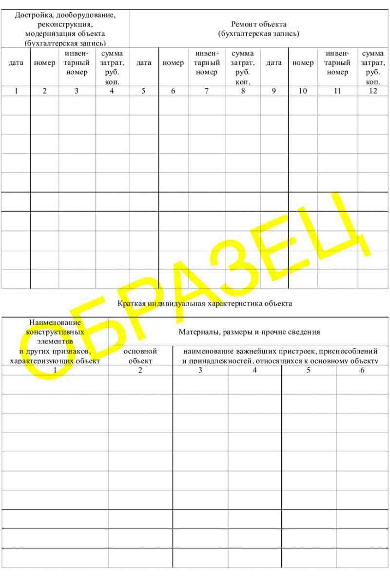 Инвентарная карточка учета основных средств