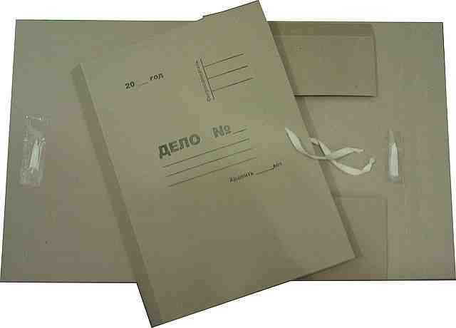 Папка архивная серая на 2-х завязках, корешок 6 см